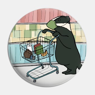 Badger on a Quick, Safe Trip Through the Supermarket Pin