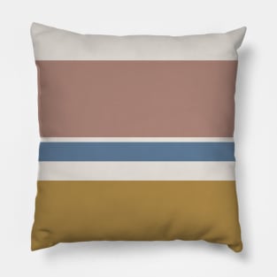 A selected incorporation of Light Grey, Dark Tan, Slate Blue and Light Taupe stripes. Pillow