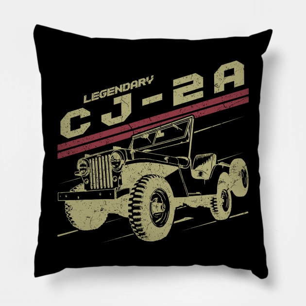 CJ-2A Jeep car trailcat Pillow by alex77alves