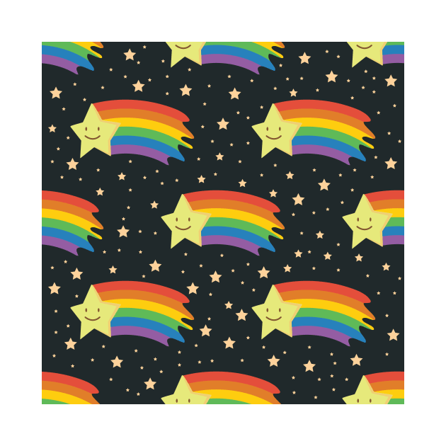 Shooting star with rainbow trail design by GazingNeko