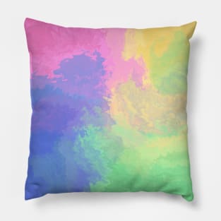 abstract pattern with green, yellow, pink and blue hues Pillow