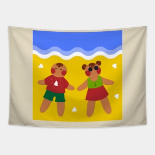 Gingerbread Couple Summer Beach Tapestry