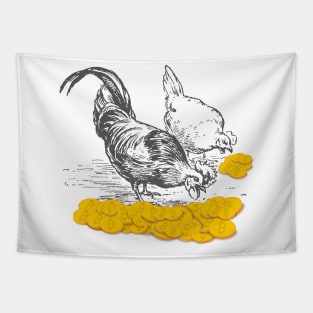 The Golden Goose, gold egg and bitcoins Tapestry