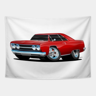 Red Hot Classic Muscle Car Coupe Cartoon Tapestry