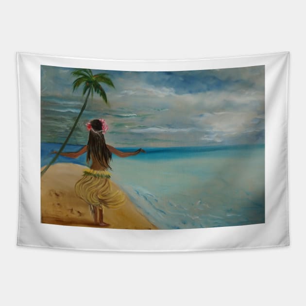 Hula Grass Skirt Tapestry by jennyleeandjim