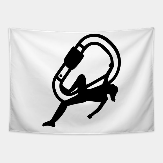 Funny climbing carabiner design Tapestry by Outdoor and Climbing