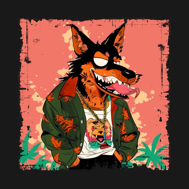 Stoned Wolf Cartoon Style 420 by Vlaa