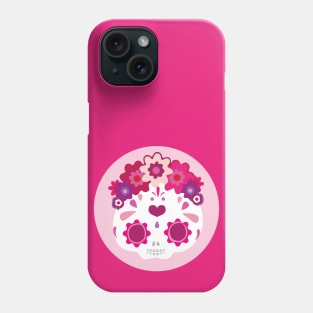 Kawaii mexican sugar skull adorable pink flower headband cute day of the dead Phone Case