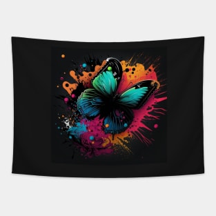 Cosmic Butterfly Two Splatter Paint Tapestry