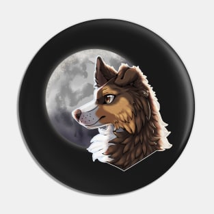 Tricolor Brown Border Collie with Night Sky Full Moon Pin