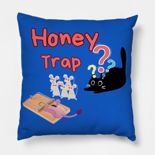 black cat mouse honey trap love Pillow