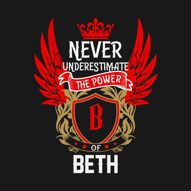 Never Underestimate The Power Beth | Beth First Name, Beth Family Name, Beth Surname by TuckerMcclainKNVUu