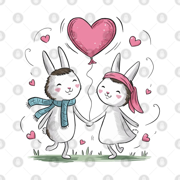 Funny bunny couple lovers Valentine's Day by Macphisto Shirts