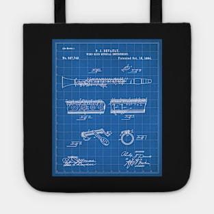 Clarinet Patent - Musician Classical Music Art - Blueprint Tote