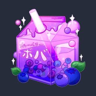 Aesthetic Blueberry Boba Carton T-Shirt