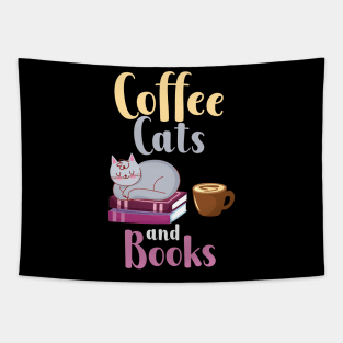 Coffee Cats Books Tapestry