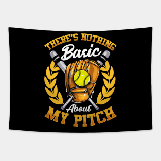 Cute There's Nothing Basic About My Pitch Softball Tapestry