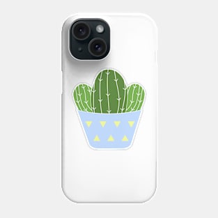 Cute mini cactus in a blue pot Phone Case