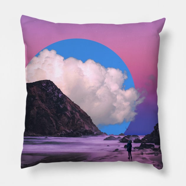 Pink and Blue Skies Pillow by Aaron the Humble