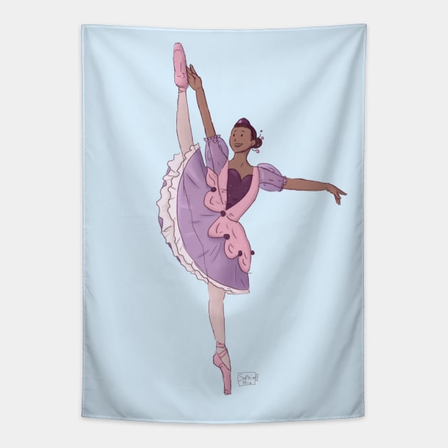 The Sugar Plum Fairy (blue background) Tapestry by AlexTal