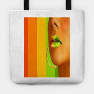 Lips in pastel lines Tote