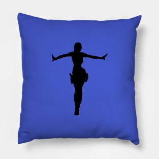 LARA CROFT SILHOUETTE CROFT MANOR (Tomb Raider Legend) Pillow