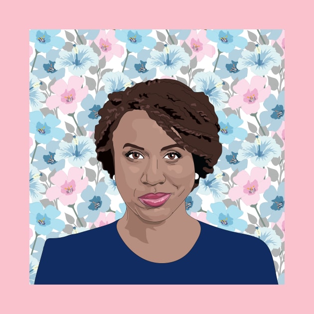 Ayanna Pressley Pretty Floral Portrait by FemCards