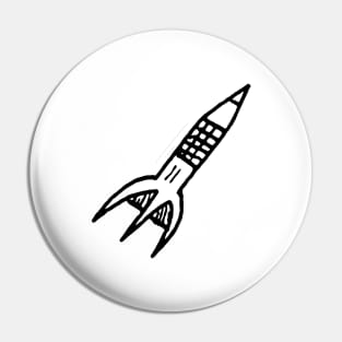 Space Rocket Doodle Art Pin