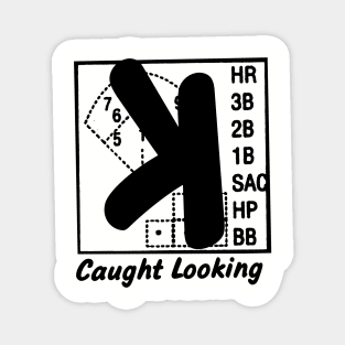 Caught Looking Baseball Backwards K funny baseball softball Strike 3 Bye Magnet