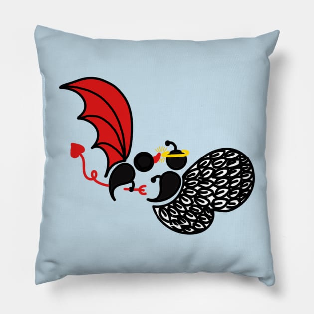 Clashing Angel and Demon Semicolon Butterflies Pillow by birdiestreasuretrove