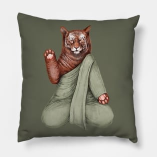 zen tiger green Pillow