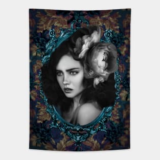 Grey Flower Eclectic Digital Fine Artwork Ladies Floral Art Beautiful Girls Tapestry