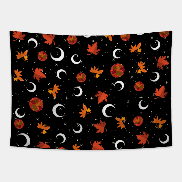 Autumn Moon Maple pattern Tapestry by Sierraillustration