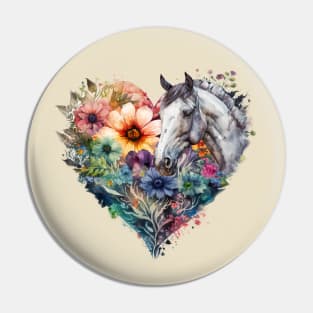 Floral Heart with Horsehead Pin