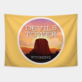 Devils Tower Wyoming Sunset Tapestry