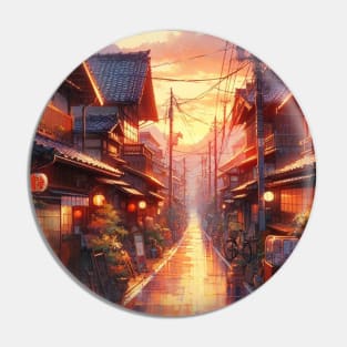 A Japanese Native Road Before Sunset - Anime Drawing Pin