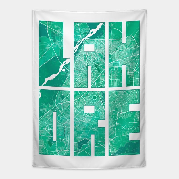 Lahore, Pakistan City Map Typography - Watercolor Tapestry by deMAP Studio