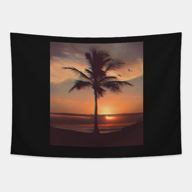 sunset beach Tapestry by elhlaouistore