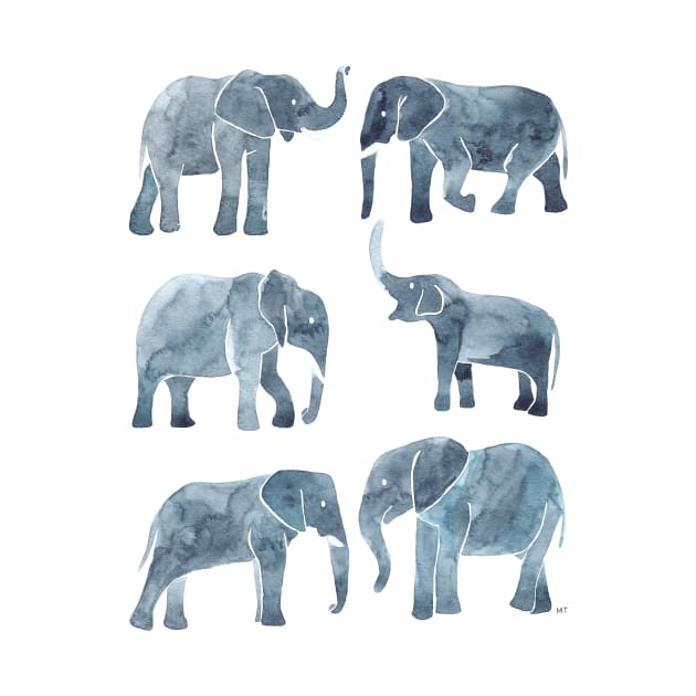 Watercolor Elephants - Gray by monitdesign