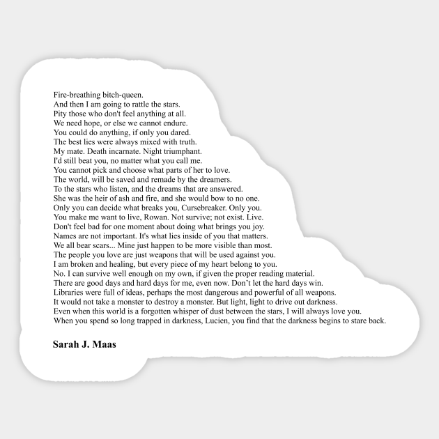 Sarah J Maas Quotes Sarah J Maas Sticker Teepublic