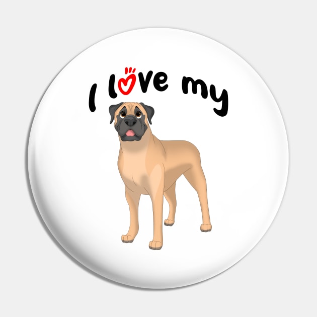 I Love My Bullmastiff Dog Pin by millersye