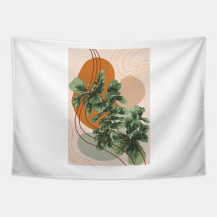 Mid Century Modern, Abstract Plant Illustration, Fiddle Leaf Fig Art Tapestry