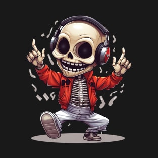 Funky Dancing Skeleton Anime Style Design T-Shirt