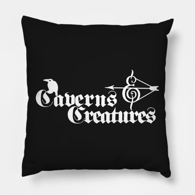 Caverns & Creatures White Pillow by robertbevan