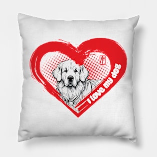 I Love My Golden Retriever - Hunting dog - I Love my dog Pillow