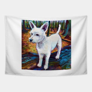 Adorable WESTIE In the woods Tapestry