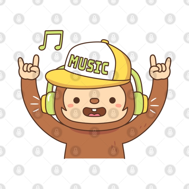 Cute Monkey Loves Listening To Music by rustydoodle
