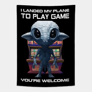 Alien Play Game At Las Vegas Funny Tapestry