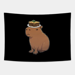 Capybara with Lasagna on its head Tapestry