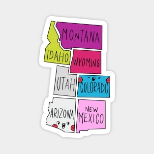 Kawaii American states, Cute American States Magnet